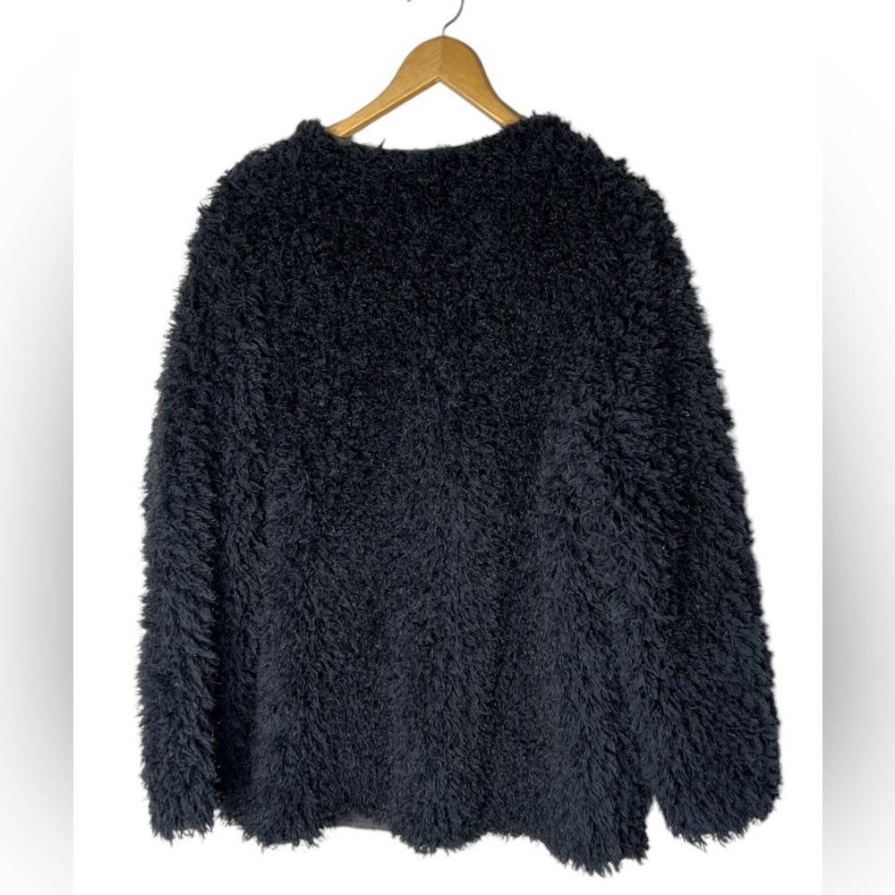 Bluivy COAT Winter Warm Faux Fur Black Shaggy Fluffy Holiday Gift Party - Picture 4 of 16